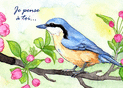Oiseau coloré et doux message printanier